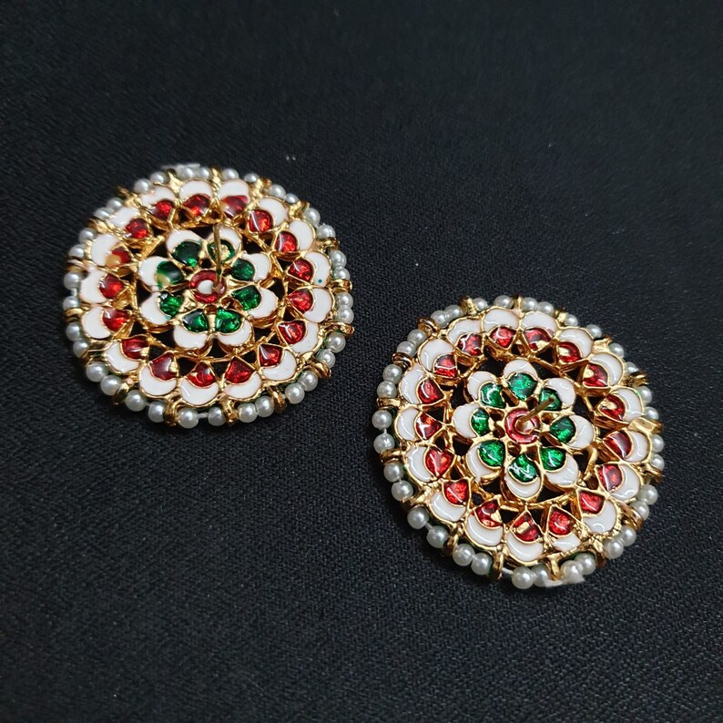 Kundan Pearl Studs Sabyasachi Statement Earrings Kundan Etsy