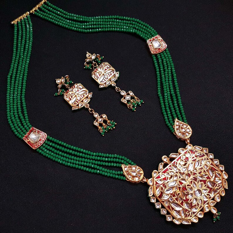 Kundan Jewelry Gold Plated Kundan Wedding Jewelry Traditional Jewelry Indian Jewelry Indian Wedding Jewelry Bridal Jewelry Long Set