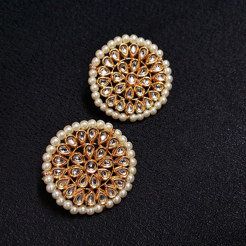 Kundan Pearl Studs Sabyasachi Statement Earrings Kundan Etsy