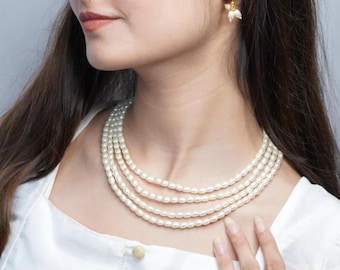 Pearl Layered Choker Necklace, Bollywood Indian Jewelry