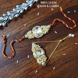 Kundan Rakhi Set, Bhaiya Bhabhi Rakhi Raksha Bandhan Gift