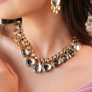 Kundan Polki Bridal Necklace Set, Sabyasachi Inspired Gold Jewelry
