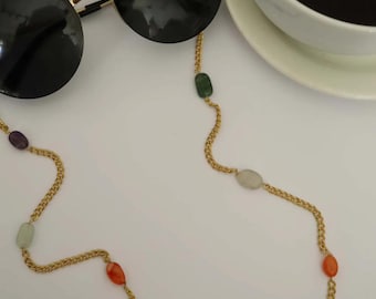 Golden Glasses Chain Women, Modern Eyeglass Chain Stainless Steel, Sunglasses Chain Gold, Summer Accessories, Festival Jewelry