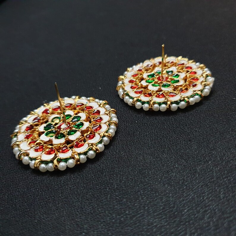 Kundan Pearl Studs Sabyasachi Statement Earrings Kundan Etsy