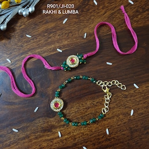 Kundan Rakhi Set, Bhaiya Bhabhi Rakhi Raksha Bandhan Gift