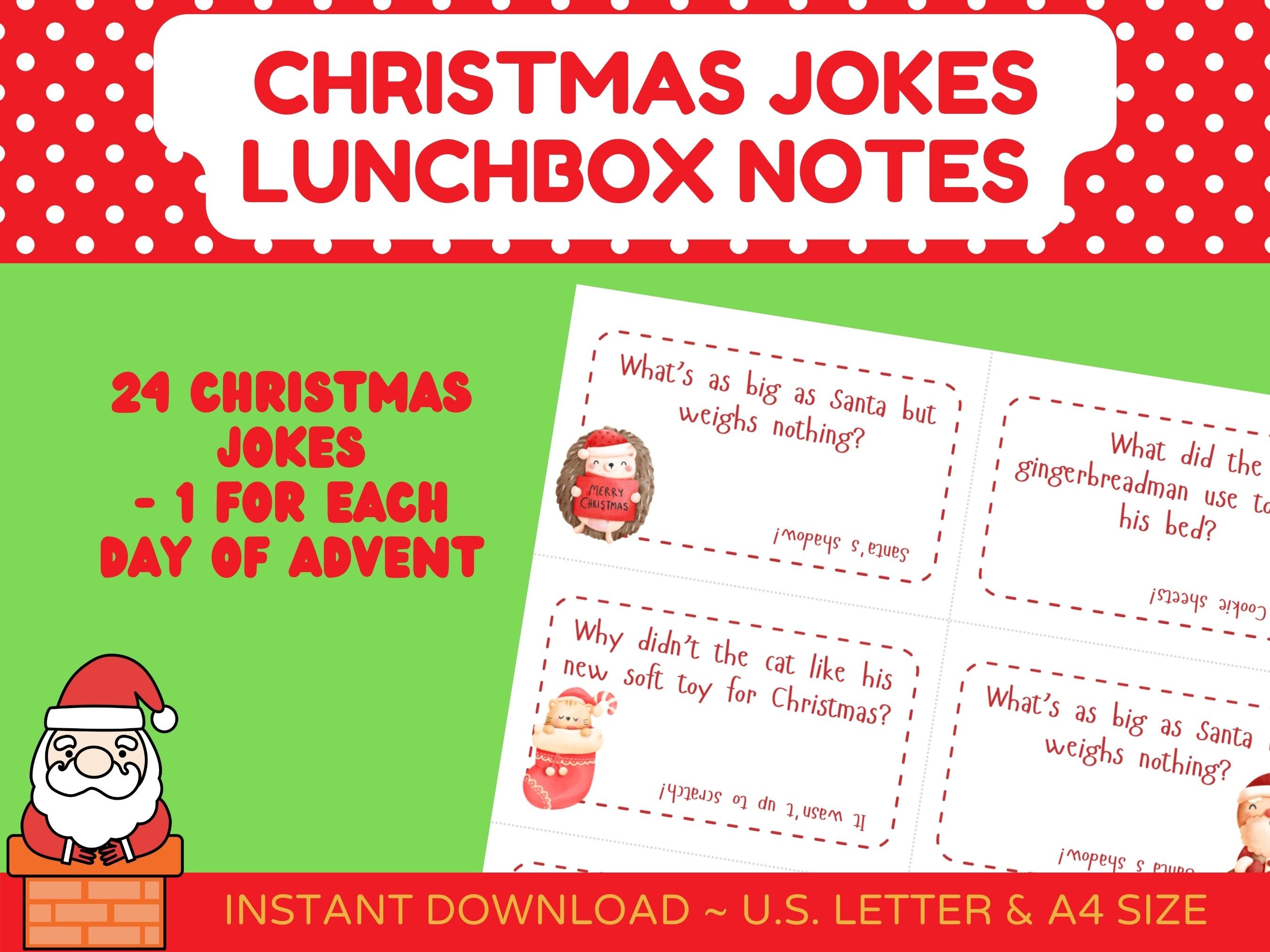 Christmas Jokes Lunchbox Notes for Kids 24 Xmas Jokes for Advent