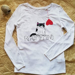 Gift for her Woman t-shirt with cat Feel feline Hand painted cat Cat lover t-shirt A cat for each Cat woman tee Choose your cat