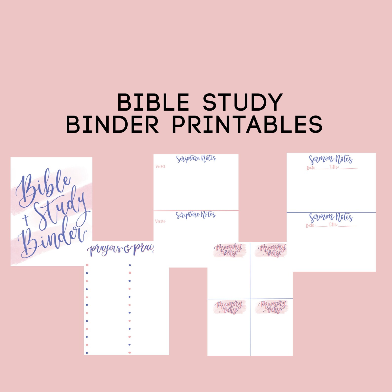 Bible Study Binder Printables / Prayer Lists / Sermon Notes / - Etsy