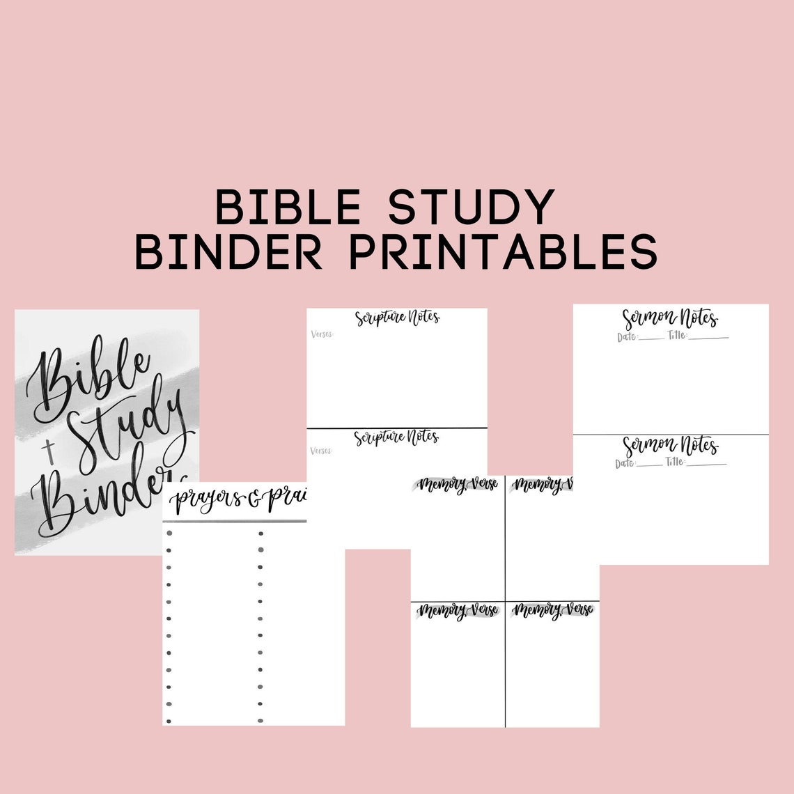 Bible Study Binder Printables / Prayer Lists / Sermon Notes / - Etsy
