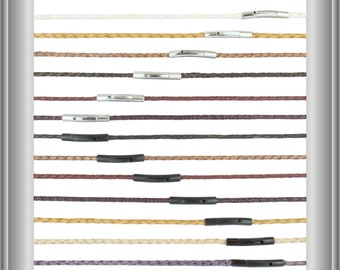 Leder Halsband Lederkette 3mm geflochten mit Edelstahl Druckverschluß  Lederfarbe und Länge wählbar VERSCHLUSSFARBE SILBER