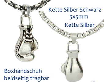 Jewelry pendant, chain pendant, boxing glove made of stainless steel, available individually or on a king chain in 2 colors and 2 lengths.