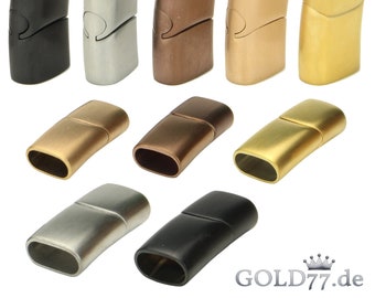 Edelstahl Verschluss 12 x 6mm integrierter Magnet, Verschlüsse 5 matte Farben | Schwarz | Silber | Gold | Rosegold | Kupfer