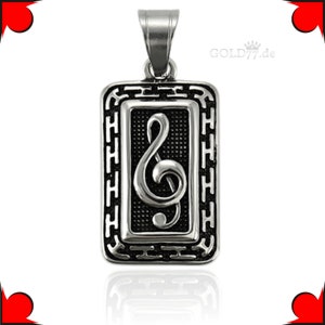 Pendentif en acier inoxydable clé de musique porte-bonheur amulette solide de haute qualité
