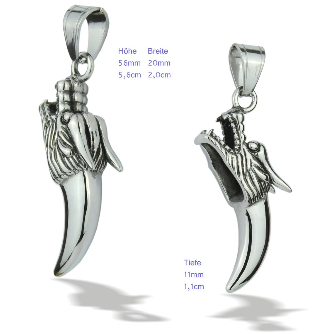 INFINIONLY Herren Halskette Wolfszahn - Edelstahl Anhänger Für Männer, 55 Cm Kette In Vintage Style