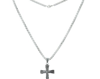 Pendentif croix solide avec chaîne à pois en acier inoxydable chaîne pour homme longueurs de chaîne 45 | 50 | 55 | 60 sélectionnables