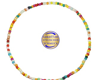 Colliers en perles de verre Graine - Perles Ras du Cou Coloré 38-40 cm élastique 4 couleurs