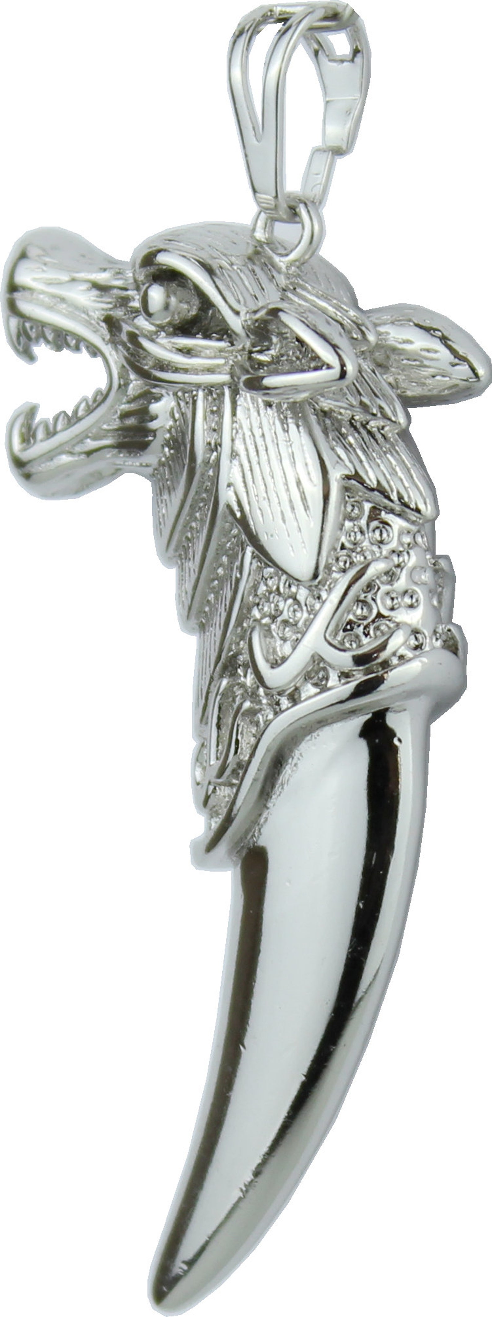 Collana Dente Lupo Celtico da Uomo in Acciaio Silver da
