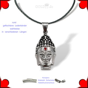Colgante de Buda de acero inoxidable con una circonita cúbica roja como tercer ojo. imagen 3