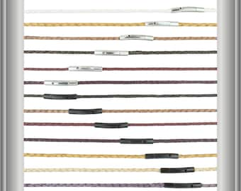 Leder Halsband Lederkette 3mm geflochten mit Edelstahl Druckverschluß  Lederfarbe und Länge wählbar VERSCHLUSSFARBE SCHWARZ