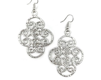 Anju Silver Plated Hammered Swirl Earrings