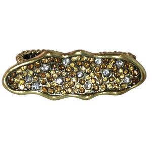 Large 2 Finger Bronze Sparkle Adjustable Stretch Crystal Cocktail Ring - Bulk Discounts!