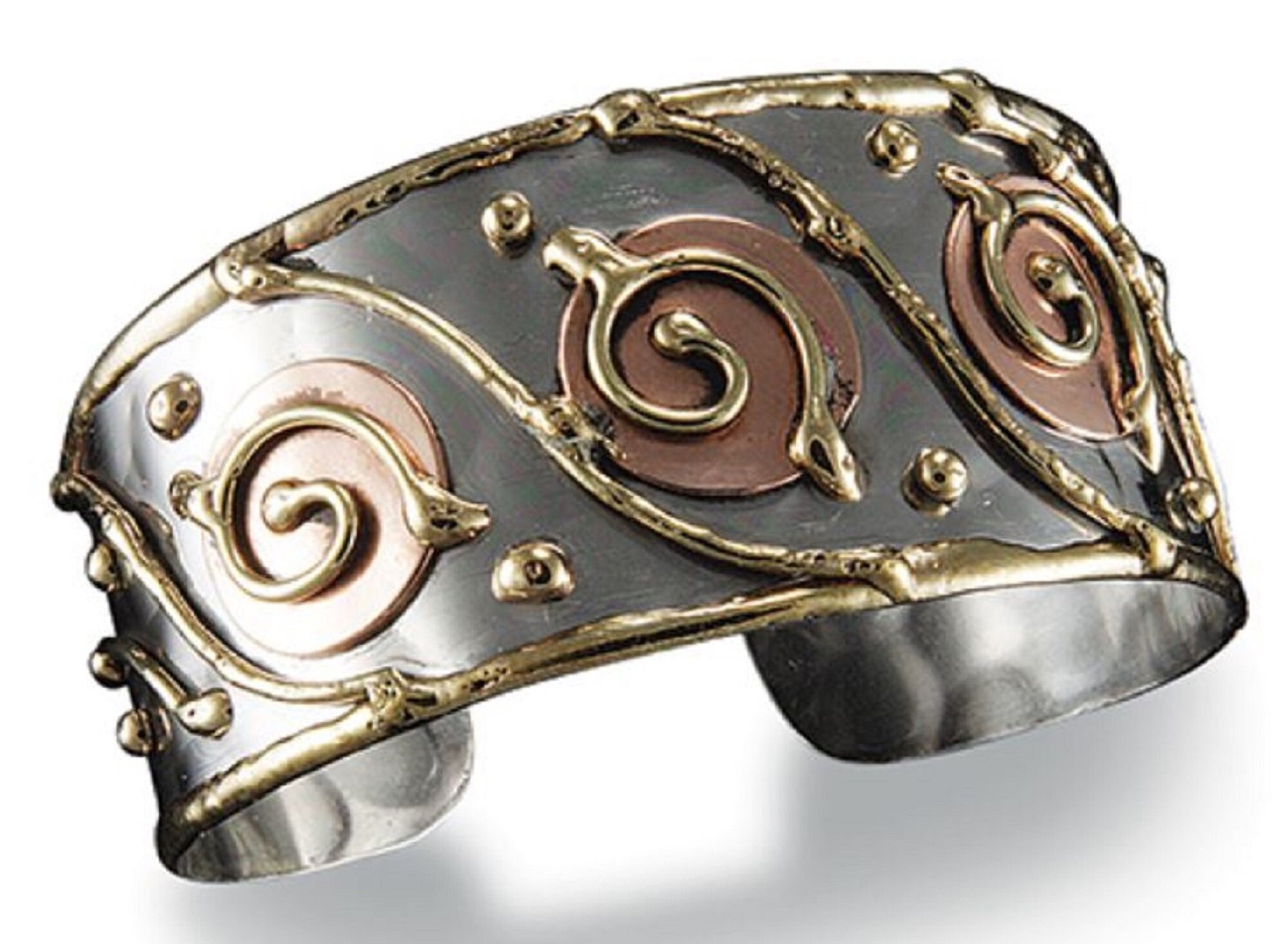 Anju Janya Mixed Metal Ring - Adjustable Cuff Ring With Copper & Brass Accents, Handcrafted Sustainable Jewelry