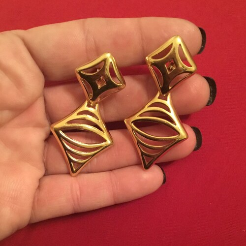 Vintage Gold Tone Clip on Earrings Etsy