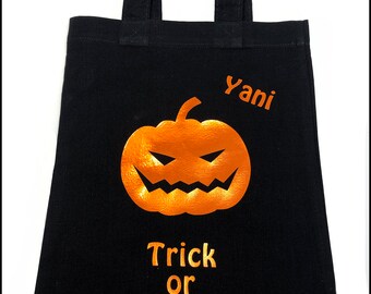 Gepersonaliseerde Halloween Scary Pumpkin Trick or Treat Bag / 8 Designs beschikbaar / Cotton Sweet Bag / Re-usable Bag