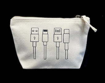 Sacoche personnalisée pour accessoires pour câbles - Petit rangement pour chargeur en coton - Cadeau boîte aux lettres - Cadeau pour papa - Rangement - Organiseur - Remplisseur de bas de Noël