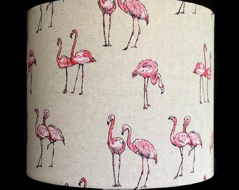 Details about   Pink Flamingos Print on Black Fabric Handmade Lampshade Lamp Shade 