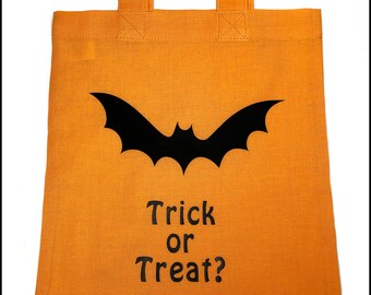 Personalised Halloween Bat Trick or Treat Bag / 8 Designs available / Cotton Sweet Bag / Re-usable Bag
