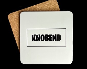 Rude Words Drinks Coasters / Knobend / Square 9.5cm MDF coaster with cork base