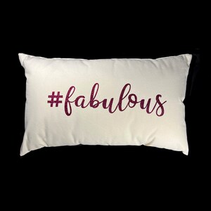 Hashtag Cushion / Fabulous / Personalised / rectangular cotton cushion / amusing phrase / home interiors / present / gift for her