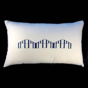 Henley Regatta Boat Tents Cushion / Cream rectangle cushion / navy blue design / Rowing Lovers
