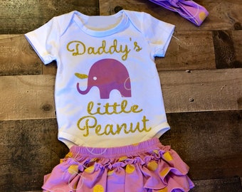 Girls Bodysuit and Bloomer Shorts Outfit | Infant Outfit | Daddy's Little Peanut