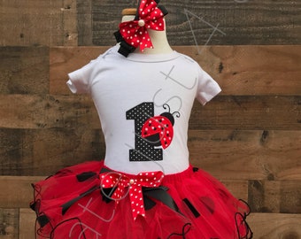 Ladybug 1st Birthday | Girl Birthday Tutu Outfit | 1st Birthday | Personalized Birthday Shirt | First Birthday | Ladybug 1st Birthday