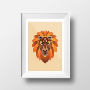 Modern Geometric Lion print