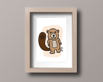 Angry Beaver Download, Beaver Art Print, Beaver Digital Art Print, Downloadable Wall Art, Instant Download, Animal Poster, Beaver Poster