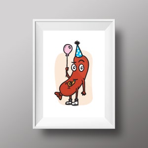 Sausage Party Download, Sausage Art Print, Digital Art Print, Downloadable Wall Art, Instant Download, Sausage Poster, Graphic Print