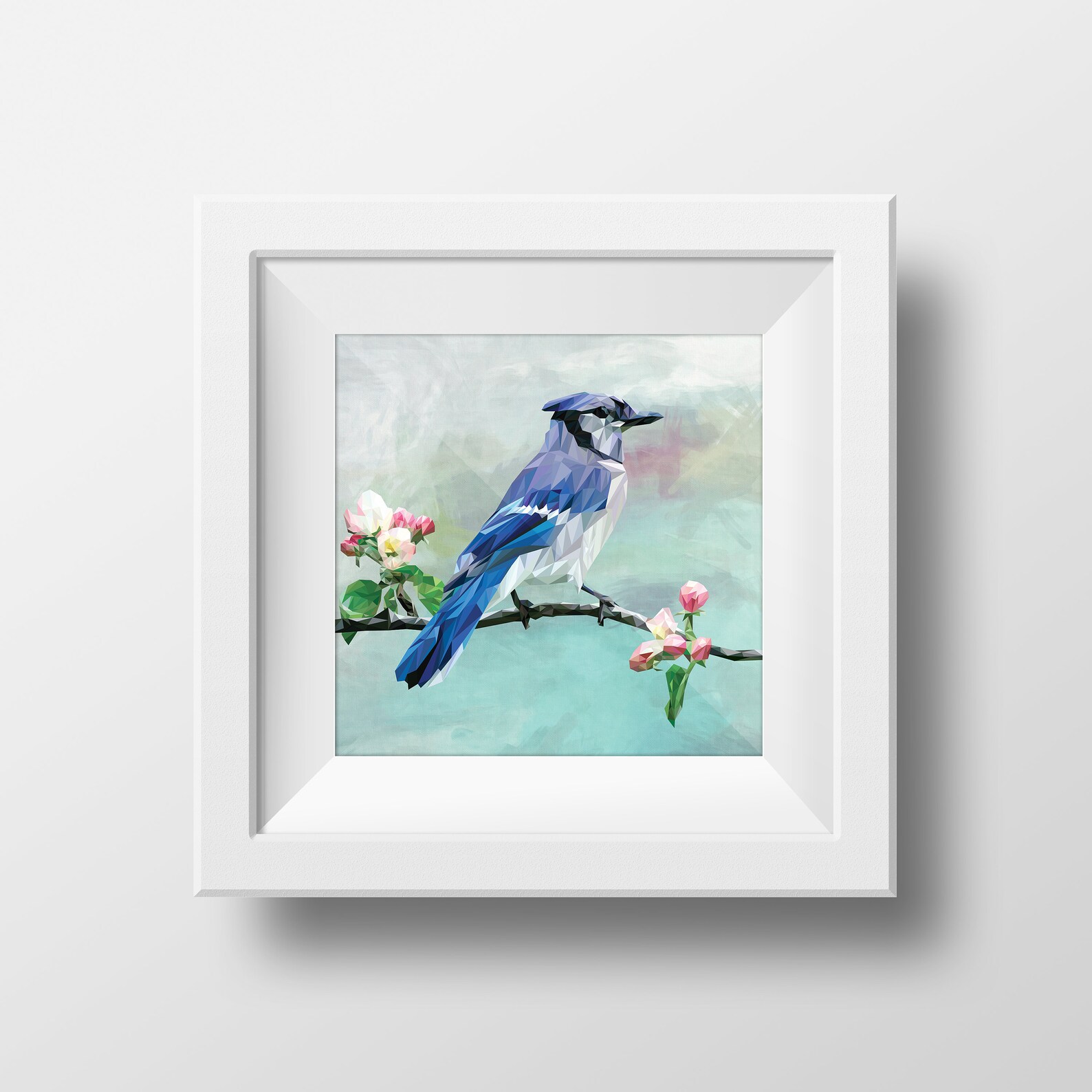 Low Poly Blue Jay Art Print Downloadable Wall Art Minimalist Etsy