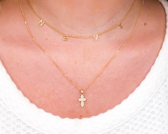 Orthodox Cross Serbian Greek Russian Christening 14K Yellow Gold - Small Size