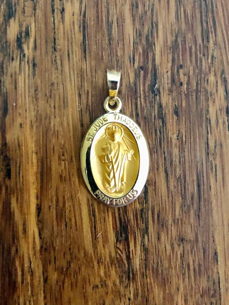 St Jude Oval Necklace Saint Medallion Baptism Christening 14K - Etsy