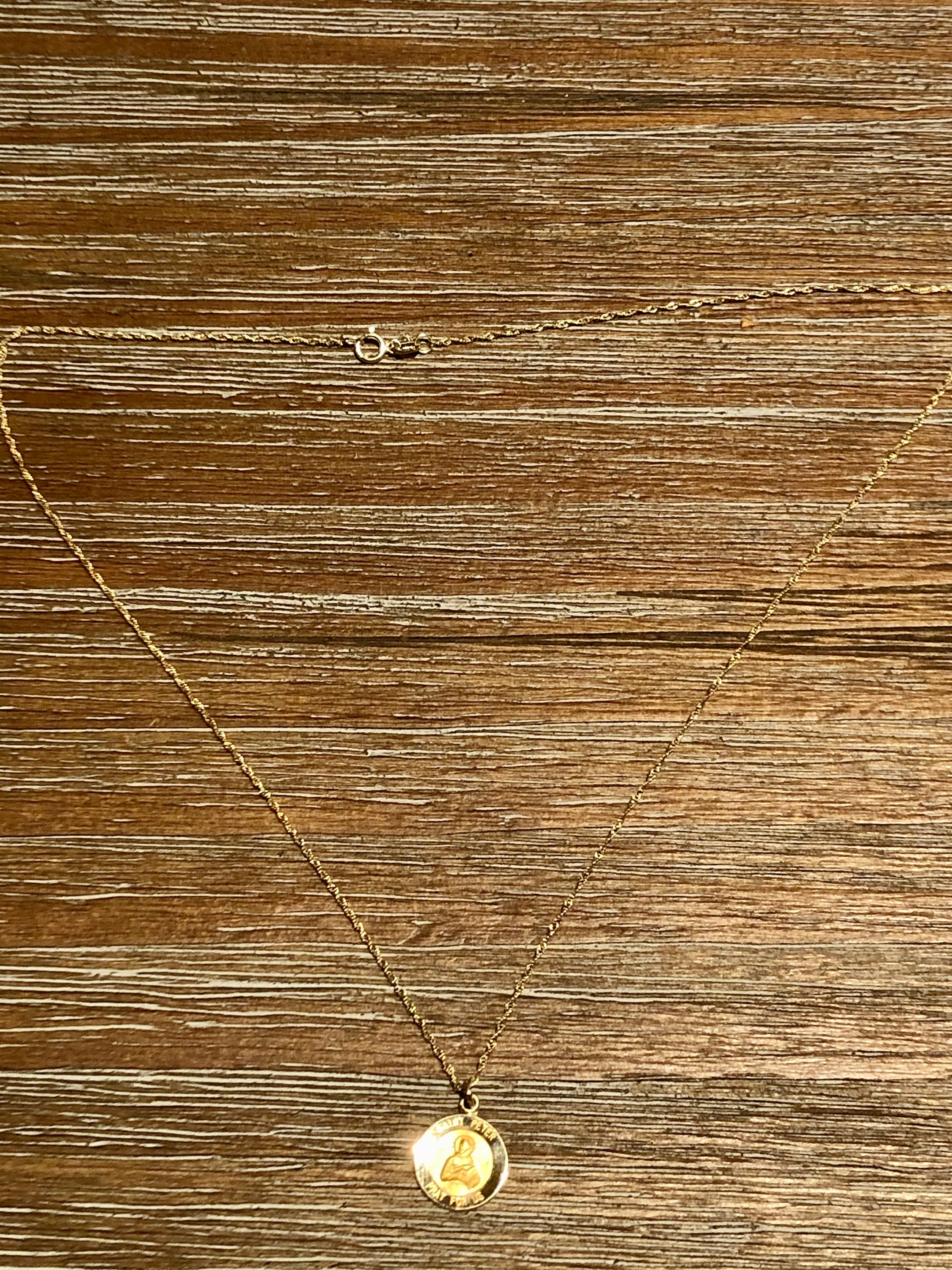 St Peter Necklace Saint Medallion Medal Baptism Christening Etsy