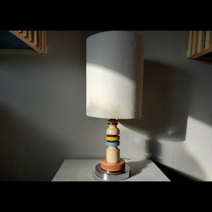 Bespoke, Hand Painted, Hand Lathed, Wood and Metal Table Lamp