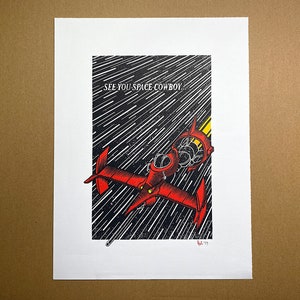 Handmade Linocut Print | Spike's Ship: the Swordfish II