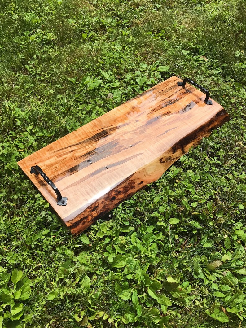 Live Edge Maple Charcuterie Serving Board, Epoxy Resin
