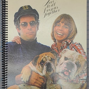 ON SALE Captain and Tenille &quot;Love Will Keep Us Together&quot; Handmade Vintage Recycled Record Album Cover Notebook.