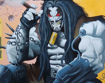 Lobo Portrait | Acrylic painting on canvas A4 | DC Comics