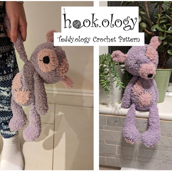 Teddy.ology Teddy Crochet Pattern for Fluffy Yarn, Floppy Stuffed Toy