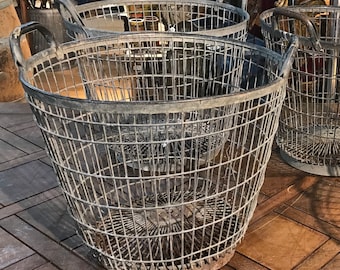 Vintage German Potato Basket| Rustic Wire Storage Basket